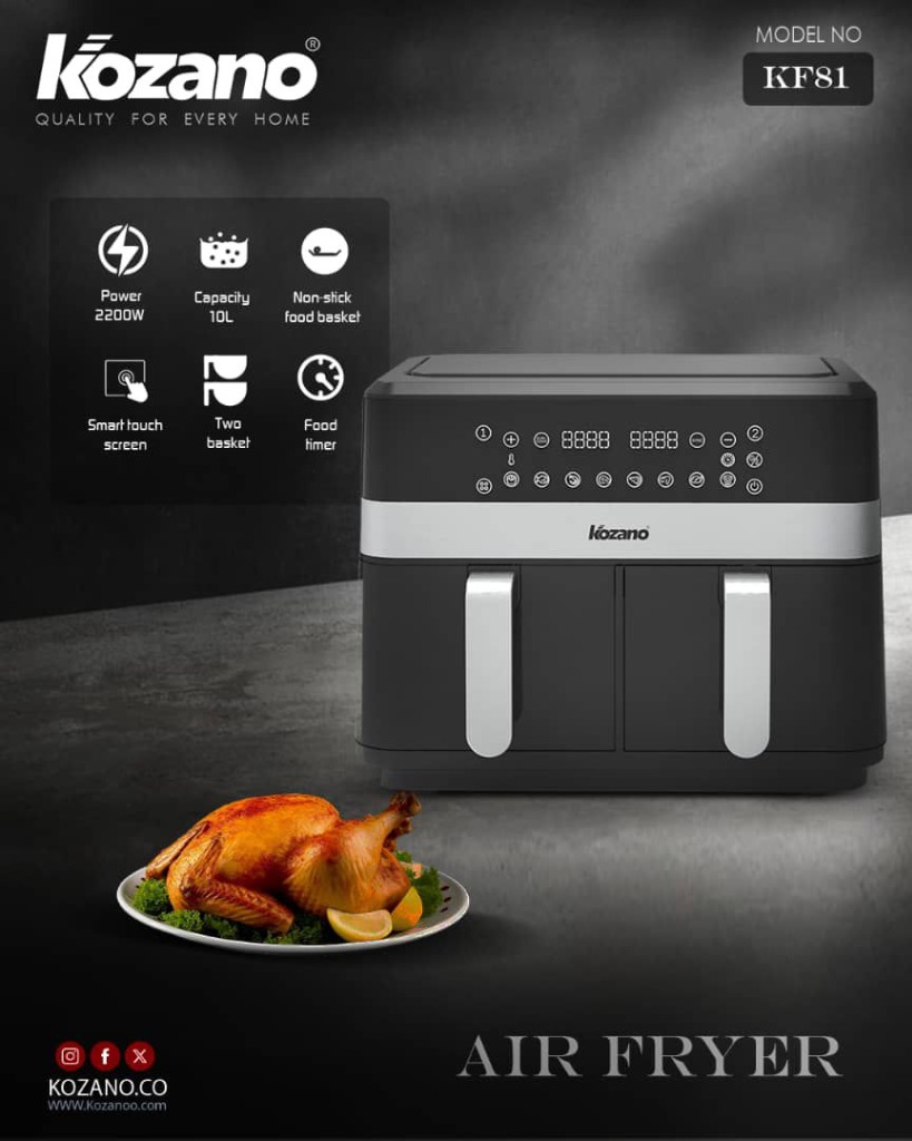 Friteuse sans Huile Double Bac Kozano Dual Zone KF 81 (2200W - 10L - Double Cuve)