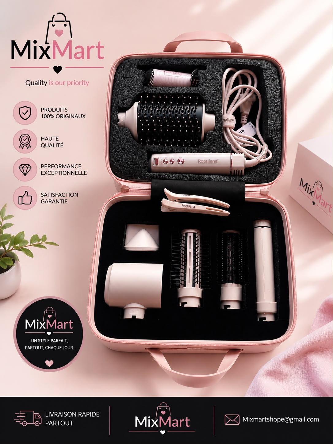 Coffret Prestige MixMart Styler 7-en-1 avec Valise de Luxe