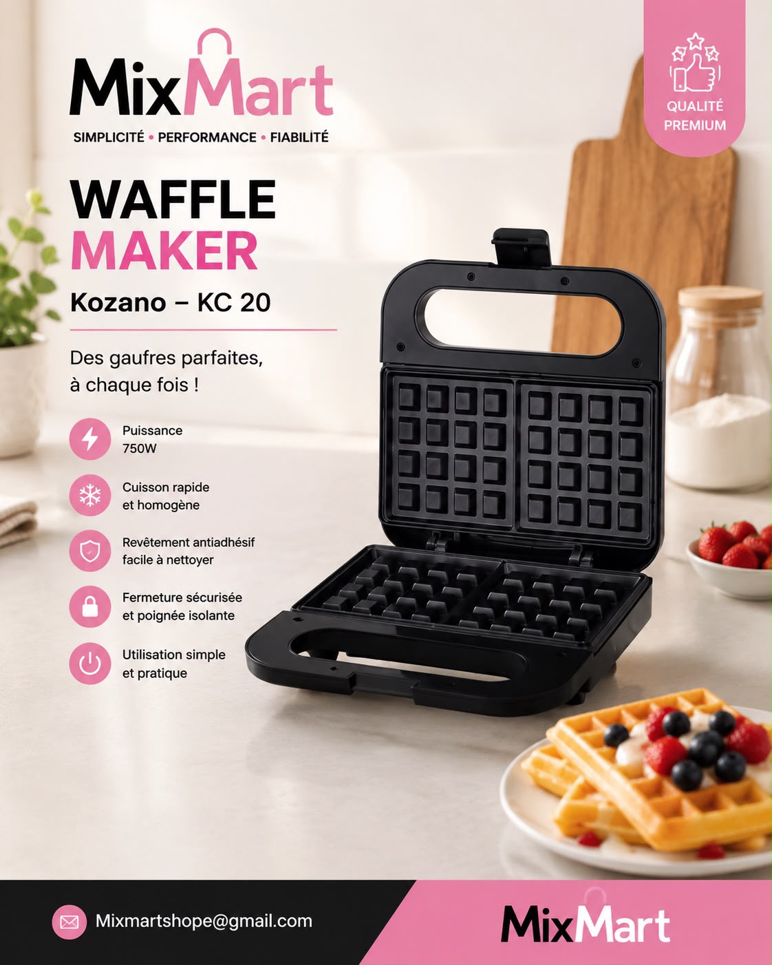 Appareil à Gaufres Waffle Maker Kozano KC 20 (750W)